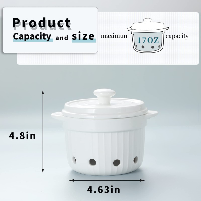 HAOTOP Garlic Keeper with Lid, Ceramic Garlic Saver Container for