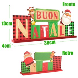 GEBETTER Italian Lettering Buon Natale Stand 30 x 13.4 cm Wood with Saying Decorative Gift Ideas for Christmas Wooden Decoration Christmas Decoration