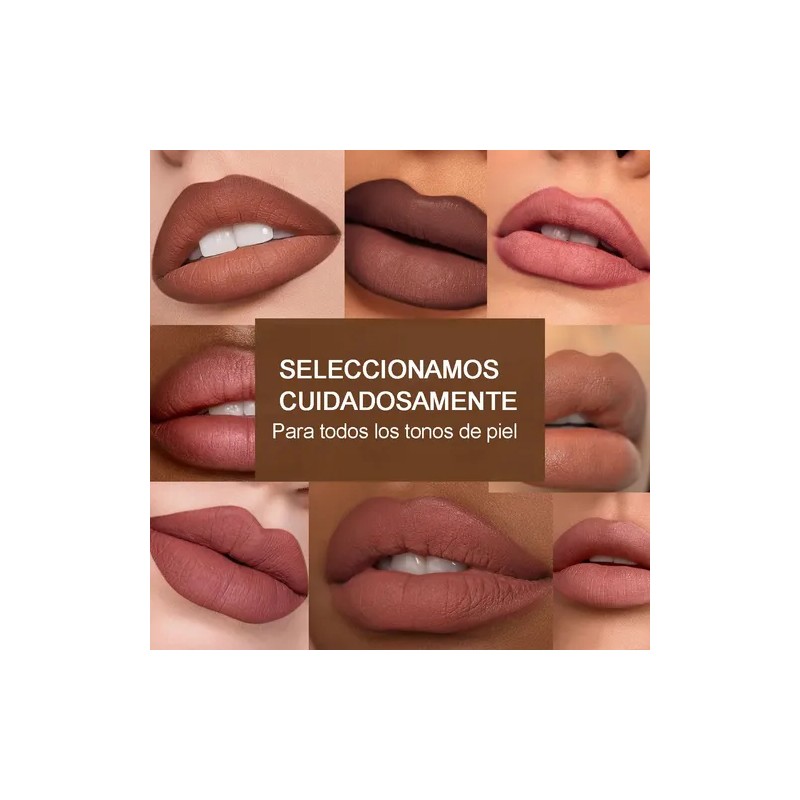 Set De Lapiz Labial Y Delineador Color Mate Impermeable 2pcs