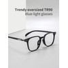 PRIVOZA Blue Light Blocking Glasses Women/Men, Fashion Imitation wood grain