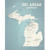 Michigan Ski Resorts Map 11x14 Print (Beige & Opal Blue)