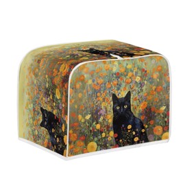 Talayituse Cat Flower Print Toaster Cover 2 Slice Wide Slot, Lightweight Toaster Dust Protection Washable Appliance Bread Maker Cover
