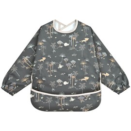 Little Dimsum Little Dimsum Mess-Proof Baby Bibs|Infant Toddler Long Sleeve Waterproof Feeding Smock|Catching Food & Wipe Clean(coconut tree)