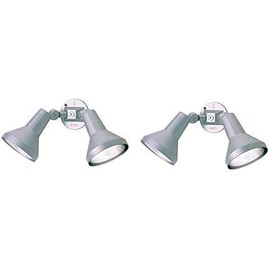 Dysmio Lighting Two Light Outdoor Heavy Duty Cast Aluminum Durable Weatherproof Security Flood Light (2 Pack, Gray)