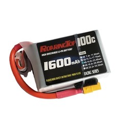 RoaringTop LiPo Battery Pack 100C 1600mAh 4S 14.8V with XT60 Plug for RC Car Boat Truck Heli Airplane