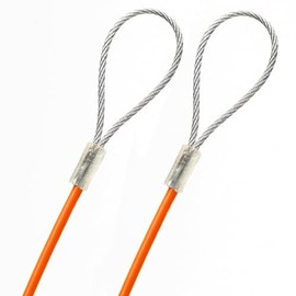 1ft Made to Order in USA Security Cable with Two End Loops Galvanized Steel Wire Rope 1/16" Vinyl Coated to 1/8", Aluminum Sleeves (1 feet, Orange)