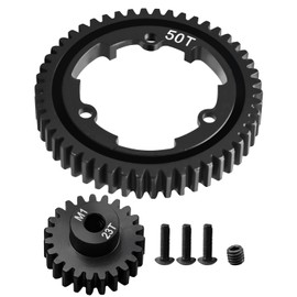 50T M1.0 Hardened Steel Spur Gear with 23T Pinion Gear Fit for Traxxas 1/10 Maxx 1/5 X-Maxx 1/10 E-REVO 2.0 VXL 1/7 XO-1, 1/6 XRT Hot Racing Spur Gear RC Cars Spare Parts