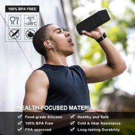 BEAUTAIL Collapsible Water Bottles 20.6oz, Silicone Foldable Portable Travel Water Bottle, BPA-Free, Leakproof Reusable for Traveling Camping Hiking Sports Outdoor, 2 Pack (Black+Dark Blue)