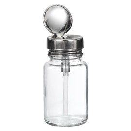 PATIKIL 100ML Alcohol Dispenser Bottle, 1 Pcs Round Stainless Steel Anti-Splash Flip Cover Pump Dispenser Bottle with Plastic Pipe for Nail Polish Makeup Remover