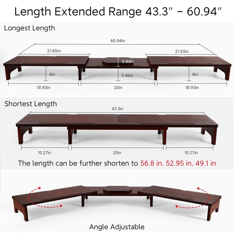 Nnewvante Monitor Stand Riser, Upgrade Height Large TV Riser, 60