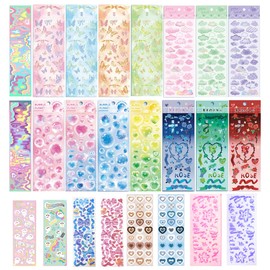 24 Sheets Cute Korean Stickers, Colorful Kpop Stickers for Decorating Photocards and Albums