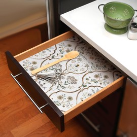 vuacepe Drawer and Shelf Liner for Kitchen Cabinets Non-Adhesive Drawer Liners Strong Grip Floral Shelf Liners Non-Slip Cabinet Liner,Waterproof Kitchen Cabinet Liners for Shelves,12in × 10FT