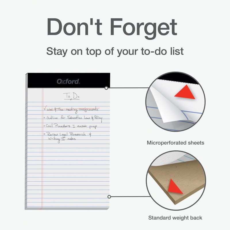 Oxford 5 x 8 Legal Pads, 12 Pack, Narrow Ruled,