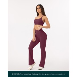 PAVOI ACTIVE High Waisted Flare Leggings for Women - Buttery Soft Full Length Workout Flared Wide Leg Yoga Pants - FlexFlow, Medium, Bordeaux