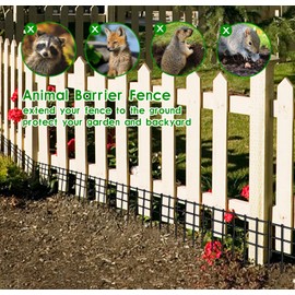 24x15-inch No Dig Animal Barrier Fence, 20 Pack Black Dig Protective Fence with 1.5 inch Spike spacing, Dog/Rabbit/Groundhog Underground Defence, for Outdoor Garden Patio