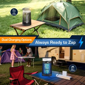 Solar Bug Zapper Outdoor, Mosquito Killer with RGB Light, 4200V High-Power, IPX5 Waterproof Mosquito Fly Zapper, Indoor & Outdoor Electric Portable Insect Trap for Patio, Garden, Backyard, Home