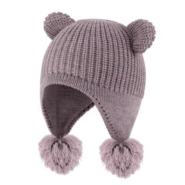 KAKU NANU Baby Hat Winter Hat with Ear Flaps Warm Beanie Hat Children, Knitted Hat for Boys and Girls, Plain, Suitable for Children Aged from 6 Months to 4 Years, Deep Purple