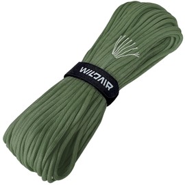WILDAIR 550lb Paracord Parachute Cord Lanyard Ropes U.S. Military Type IV-7 Triple Strands 100FT Outdoor Camping (Army Green)