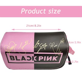 SDECRW Black-pink pencil case, beautiful large capacity pencil case, anime pencil case, pencil case with zip, with multiple compartments, pencil case organiser for boys, girls, students, office