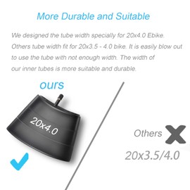 2 Pack 20x4 Fat Tire Bike Inner Tubes with Schrader Valve, 20 x 4.0 Premium Butyl Rubber Inner Tube for 20 inch Ebike Electric Bicycle