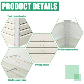 SnugNiture Galvanized Raised Garden Bed 8x4x2FT Outdoor Large Metal Planter Box Steel Kit for Planting Vegetables, Flowers, Beige White