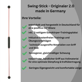 Swingstick Original 2.0 German product - direct from the manufacturer for strong back and core muscles including training poster and online workouts with the swing bar