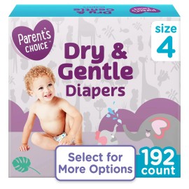 Parent's Choice Parent’s Choice Dry & Gentle Baby Diapers Size 4 – 192 Ct – Soft & Absorbent Lea