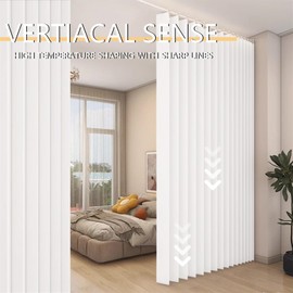 SK Studio Blackout Door Curtains for Doorway, Accordion Thermal Insulated Privacy Folding Closet Curtains Waterproof Room Divider for Living Room Bathroom, 1 Panel, White, 44W x 78L