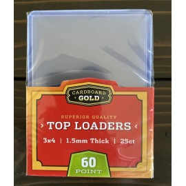 CARDBOARD GOLD 25ct, 60 Point, 1.5mm Thick Top Loaders Card Holders •Brand New•