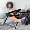 Adjustable Bamboo Bed Tray Table with Tablet & Phone Holder,Black