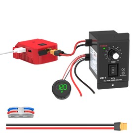 for Power Wheel Adapter Compatible with Milwaukee 18V Battery - Low Voltage Protection, USB-A/C, XT60 Ports, Speed Controller, Voltage Display, and Wire Connector Kit for DIY Projects