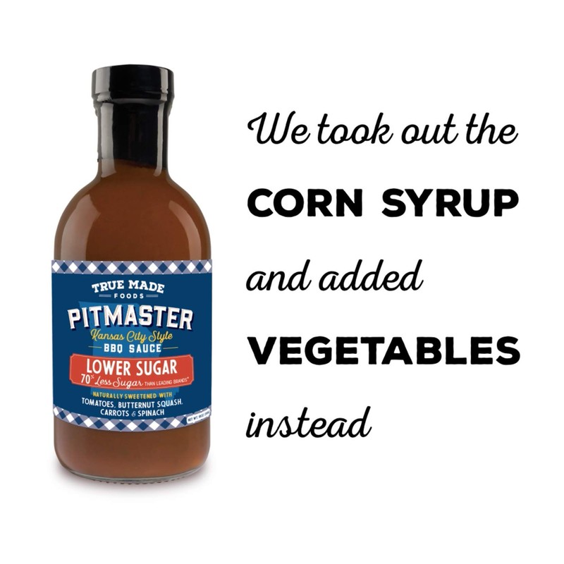True Made Foods Vegetable BBQ Sauce, Low Sugar, 18 oz