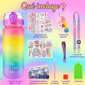Kit de Manualidades para Niñas Juguetes para Niñas 4-12 Años, Regalo Niña el Día del Niño, Diamond Painting para Niños de Botella Agua DIY, Regalos para Niña Cumpleaños de 5 6 7 8 9 10 11 12 Años