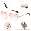 aisswzber Fashion Rimless Rectangle Sunglasses for Women Men Square Glasses