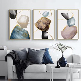 Geometric Art Pictures Poster, Abstract Minimalist Poster Set, Modern Colour Block Poster, Boho Decorative Pictures for Living Room, Bedroom, Without Frame (A, 40 x 60 cm, 3)