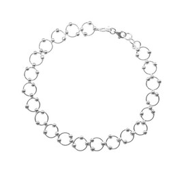 Verona Jewelers Sterling Silver Italian Beaded Circle Link Bracelet and Anklet - Round Link Bracelet with Beads, Silver Charm Bracelet (10)