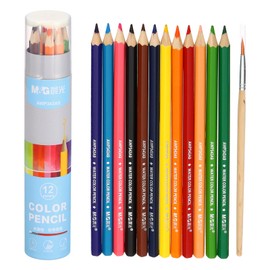 M&G 12 Colours Colouring Pencils Set, 12 Pieces Drawing Colouring Pencils Water Soluble Art Supplies for Beginners Adults Colouring Book Gifts with Blue Pen Holder