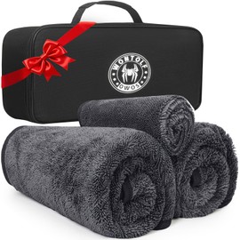 Wontolf 3-Pack Car Drying Towel, Ultra Absorbent Microfiber Towels for Cars (36" x 24"), Drying Towels Car Detailing, Streak Free, No Water Spots, Scratch-Free, with Storage Bag
