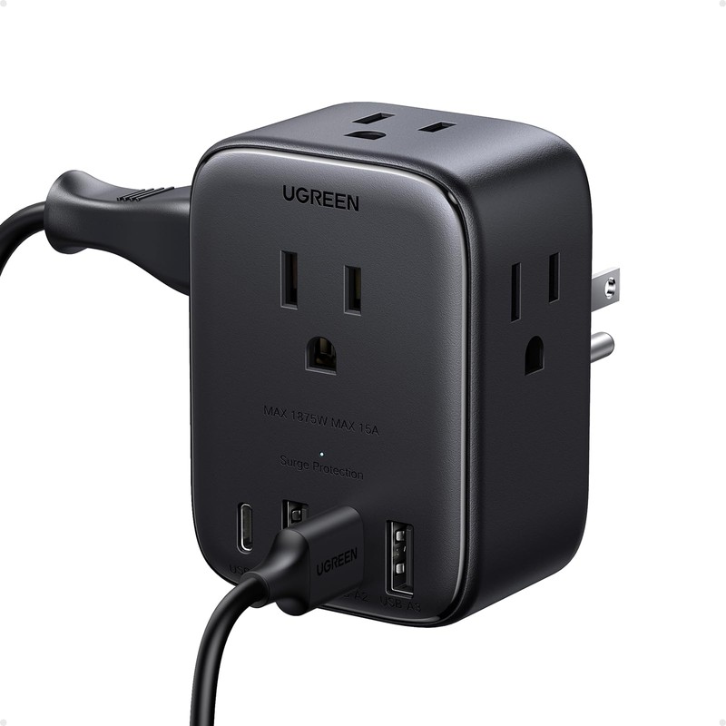 UGREEN 8 en 1 Regleta Multicontacto Pared, 4 Salidas CA