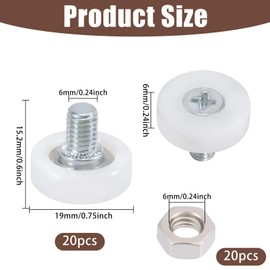 beinkmake 20Pcs 19mm Drawer Rollers Drawer Replacement Wheels Bearing Plastic Small Pulley with Nuts for Sliding Furniture File Cabinet
