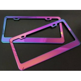 BLVD x2 Universal NEO Stainless Steel License Plate Frame With 4 Plastic Screw Caps