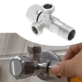 Be In Your Mind 2 Sets 1/2 Stainless Steel Double Angle Valve 1 In 2 Out Outlets Angle Stop Valve for Washing machine Toilet Water Heater, Silver