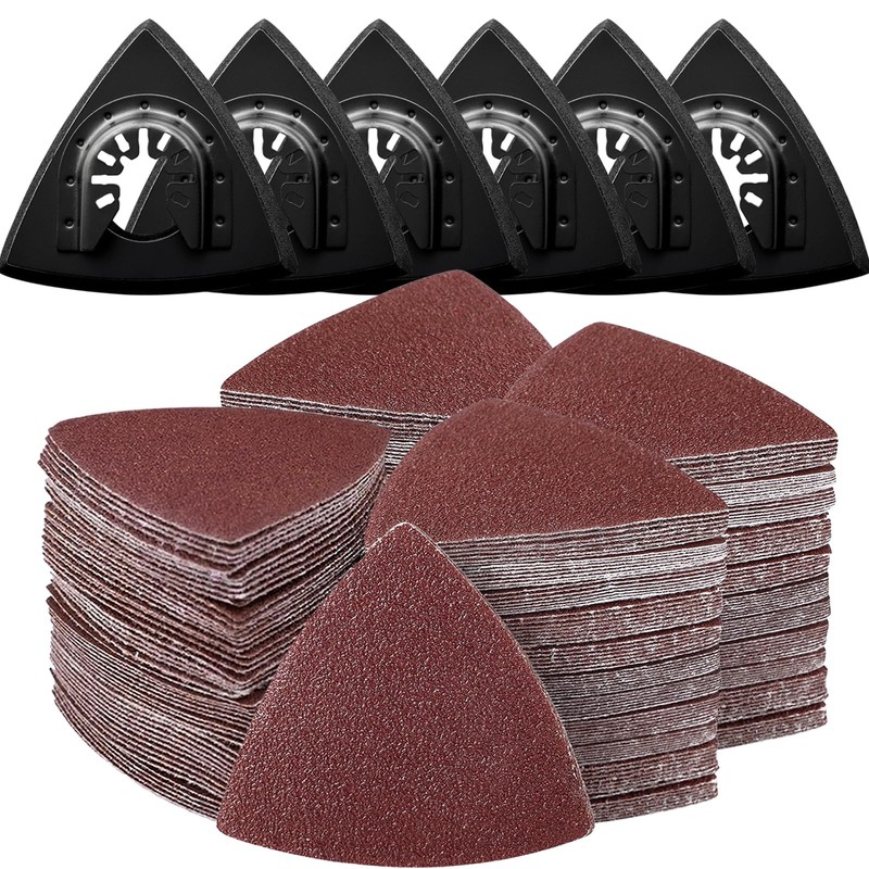 136Pcs Oscillating Tool Sanding Pad Kit, Contains 6Pcs Triangle Sanding