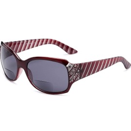 The Jazzy Bifocal Reading Sunglasses, Rhinestone Glasses, Tinted Readers for Women + 2.50 Red