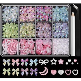 My Beauty Large Capacity Ribbon Heart Self Nail Parts Set, 1 Set, B / 마이뷰티 대용량 리본 하트 셀프 네일 파츠 세트, 1세트, B