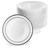 MATANA 25 White Plastic Bowls with Black Rim, Soup Bowls