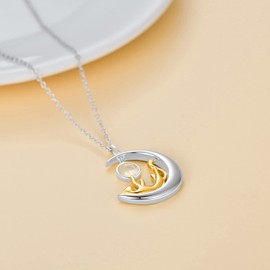 AOBOCO Selenite Moonstone Cats Pendant, 925 Silver, Hypoallergenic, Popular, Women's, Wedding Gift, Gift, Rose Gold