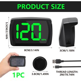 Digital GPS Speedometer Car mph HUD, Heads up display Car Speedometer, Real-Time Speedometer Car, USB Plug & Play, Suitable for Truck, SUV, Motorcycle, LED Large Font - Clear & Accurate (M)