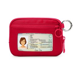 Didida The Iris Wallet Zip Card Case with ID Window Purses for Women Coin Purse with Zipper Mini Portable Keychain Wallet, Red