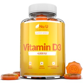 Vitamin D3 Gummies 4000 IU Adults - 90 Gummies - 3 Months Supply - Delicious Natural Orange Flavour - High Strength Vitamin D (Cholecalciferol) Supplement - Vegetarian Chewable VIT D